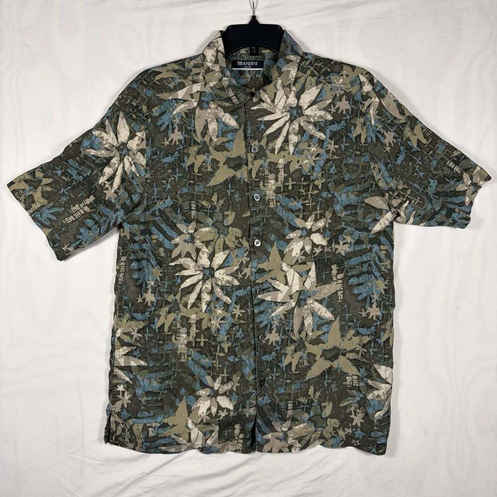 Brandini Silk Hawaiian Floral Shirt Size Large